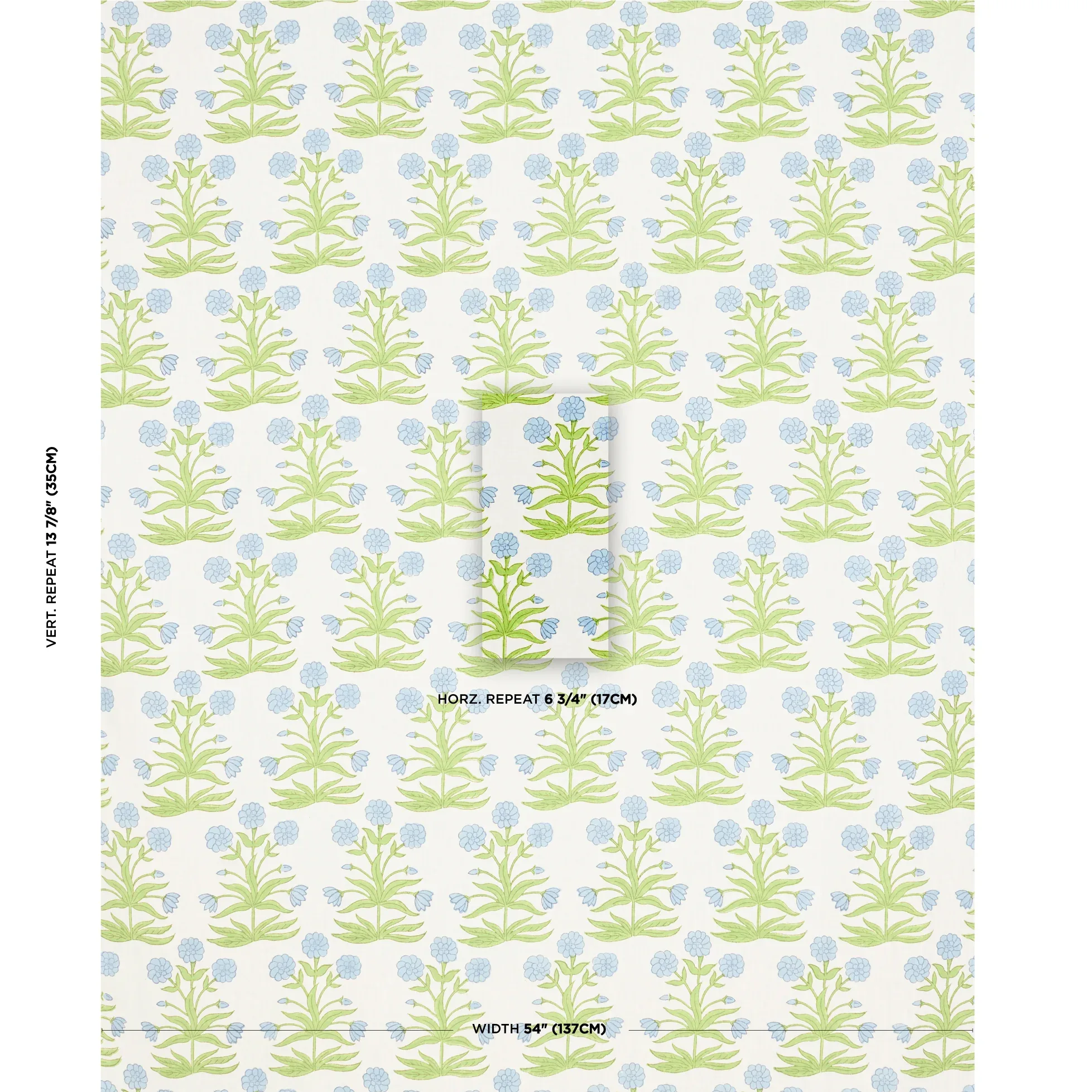 Mughal Hand Block Print Fabric – SKY PISTACHIO | Schumacher Mughal Hand Block Print fabric SKY PISTACHIO color by Schumacher