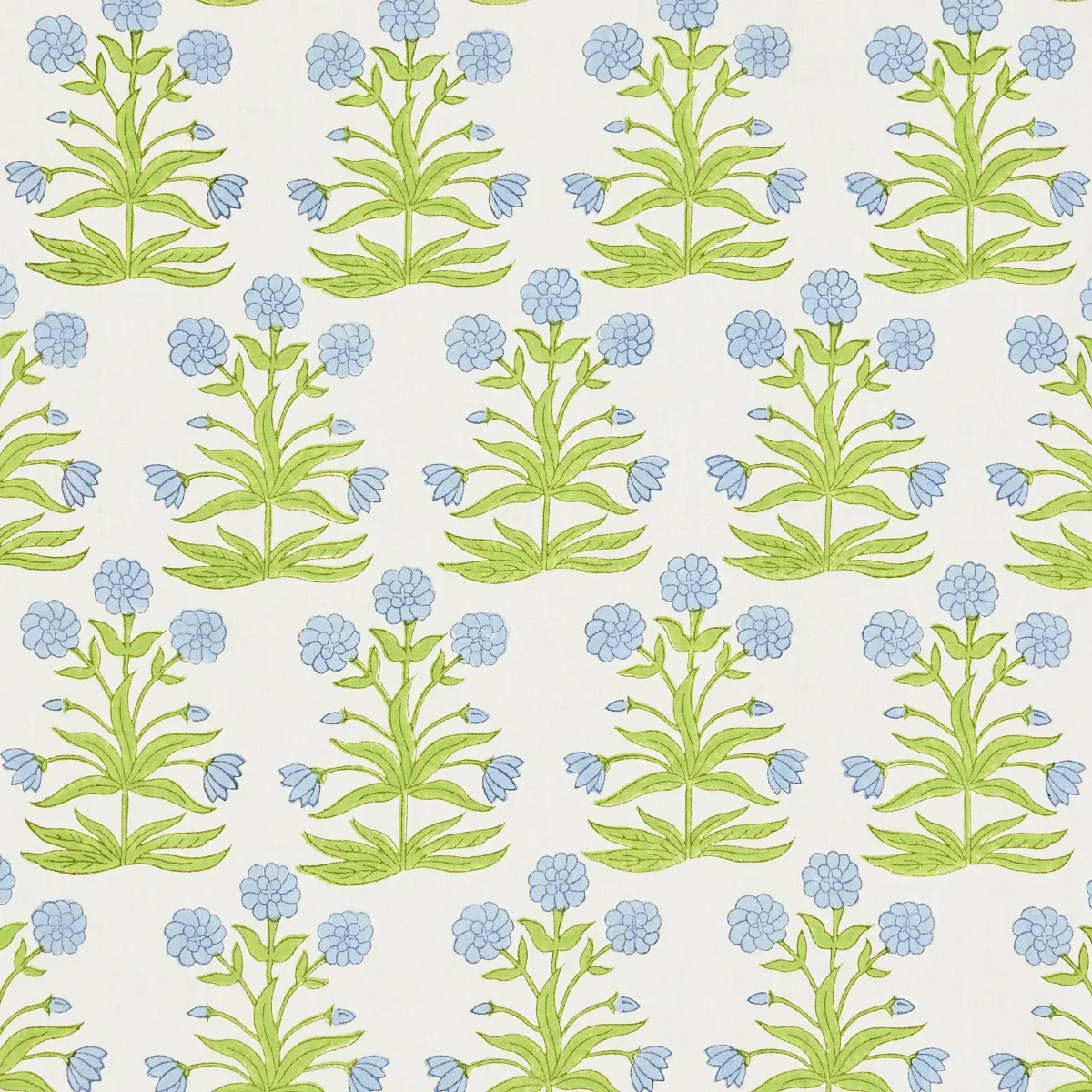 Mughal Hand Block Print fabric SKY PISTACHIO color by Schumacher
