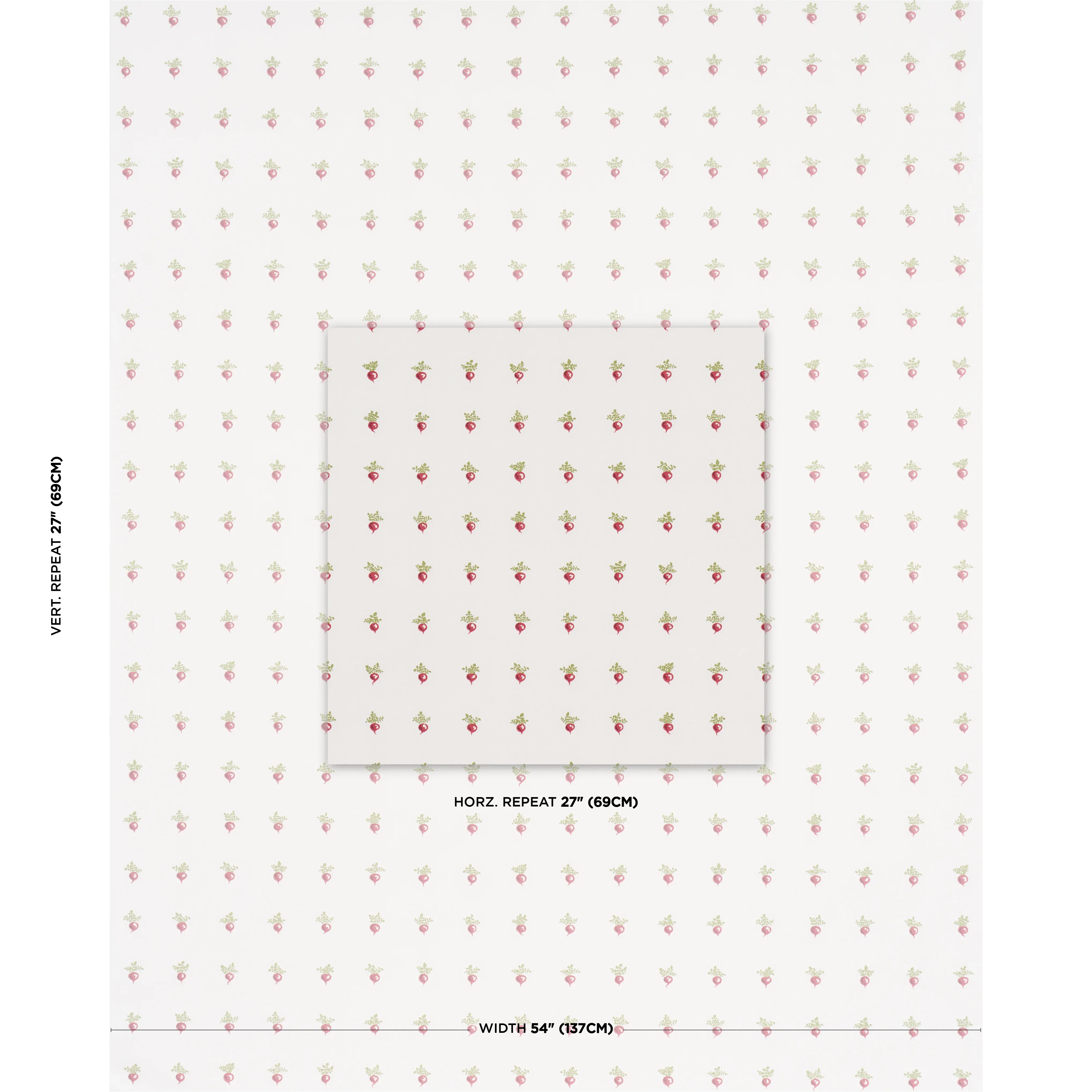 MY LITTLE RADISH fabric RED color by Schumacher