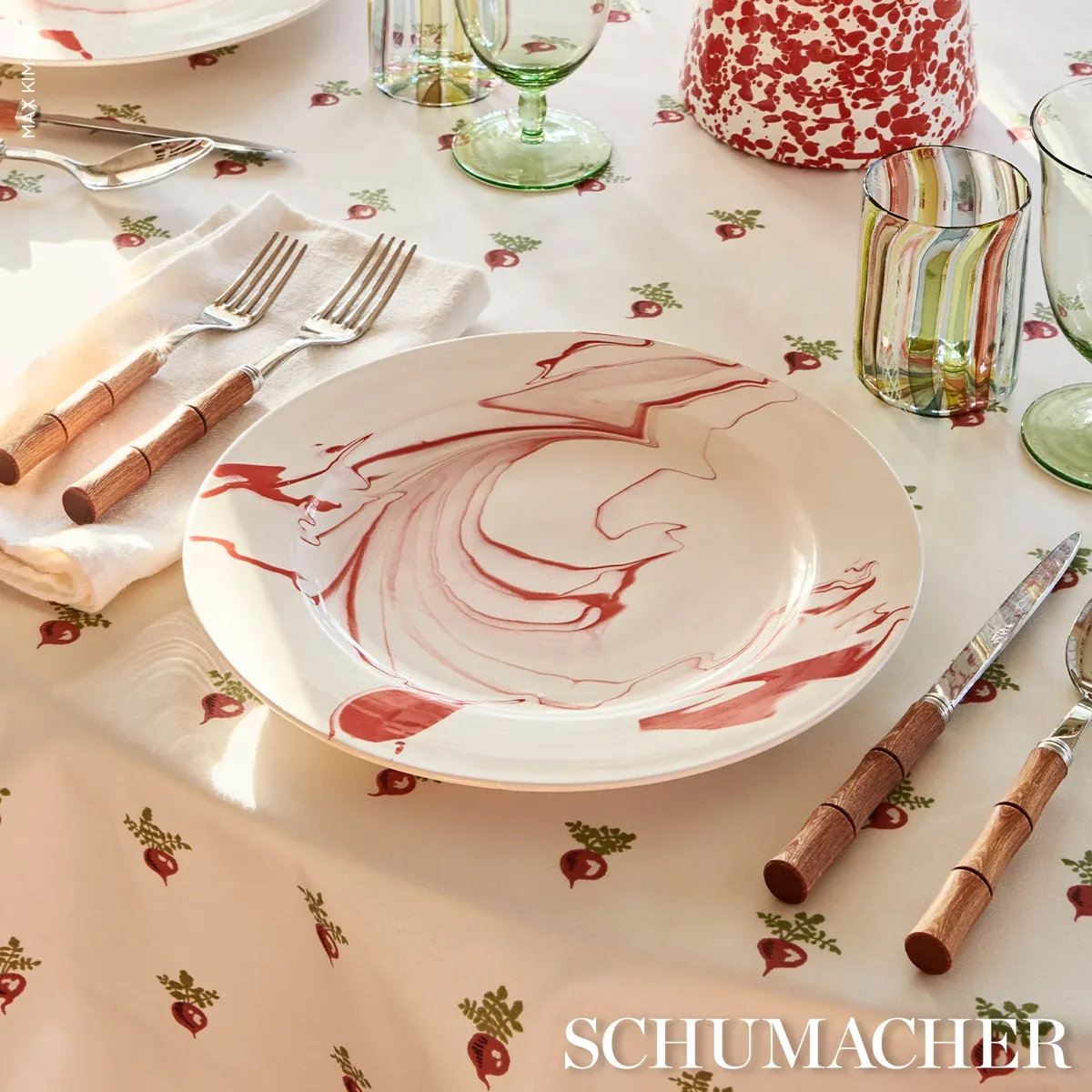 MY LITTLE RADISH fabric RED color by Schumacher