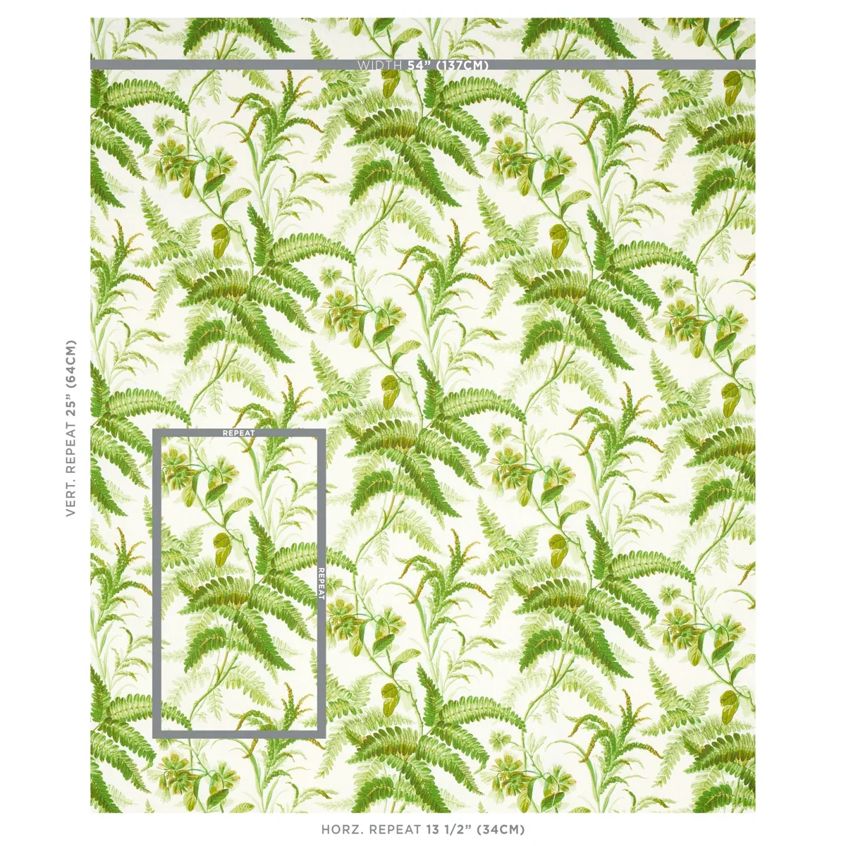 MYERS FERN LINEN fabric TROPICAL color by Schumacher
