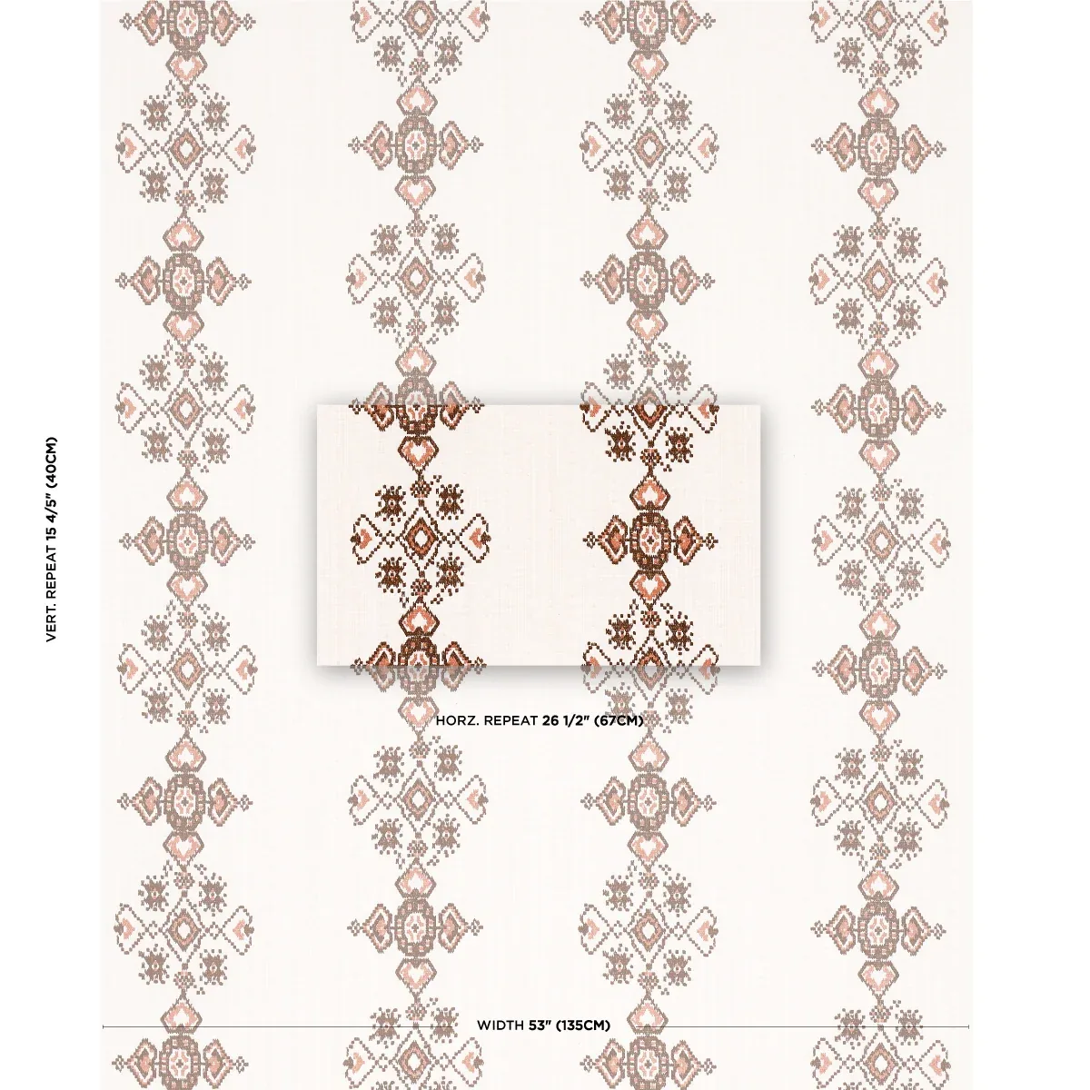 NADIRA EMBROIDERY Fabric – COCOA | Schumacher | Wallpaper Tw NADIRA EMBROIDERY fabric COCOA color by Schumacher