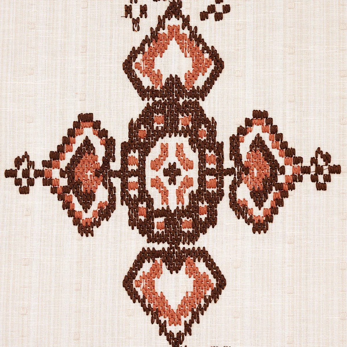 NADIRA EMBROIDERY Fabric – COCOA | Schumacher | Wallpaper Tw NADIRA EMBROIDERY fabric COCOA color by Schumacher