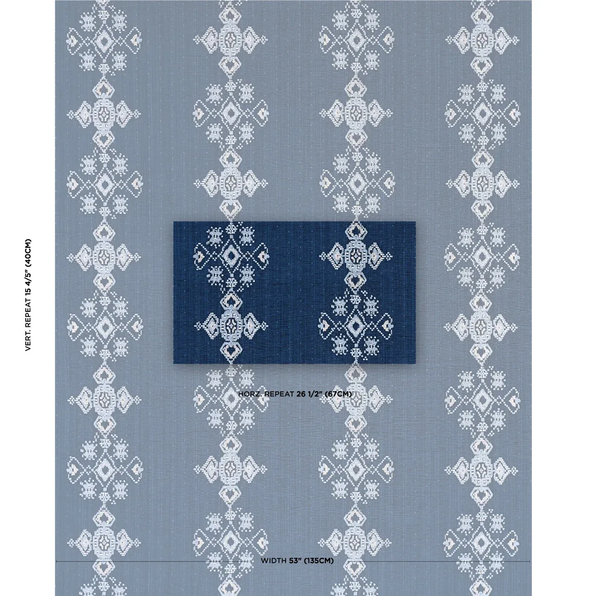 NADIRA EMBROIDERY Fabric – INDIGO | Schumacher | Wallpaper T NADIRA EMBROIDERY fabric INDIGO color by Schumacher