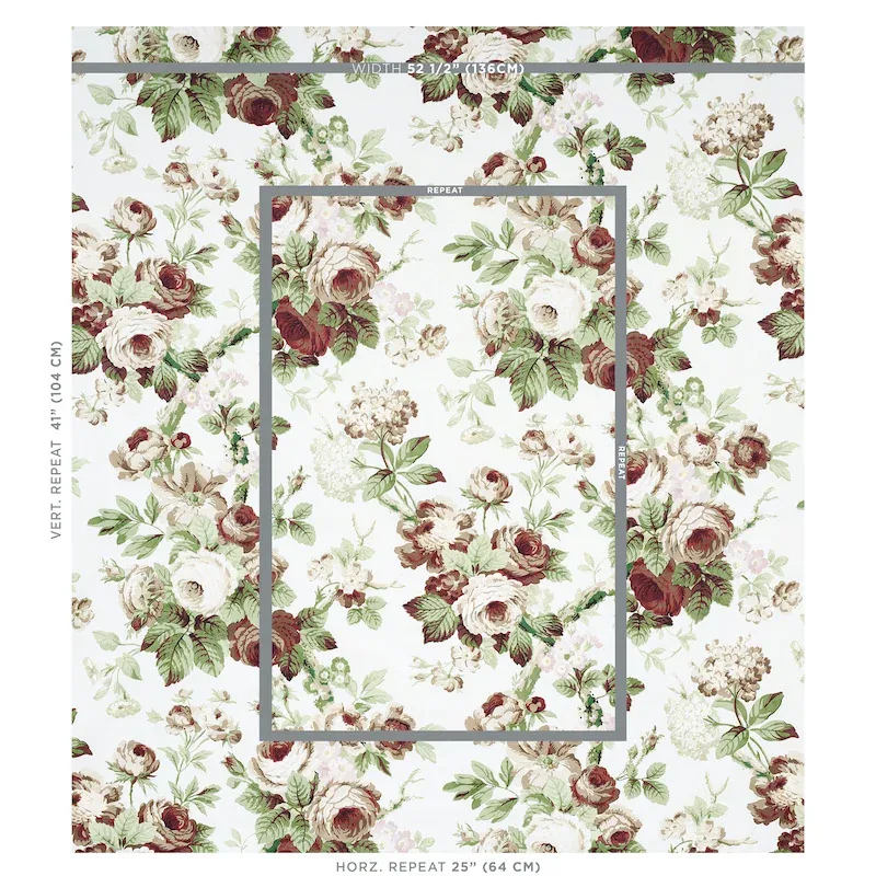 NANCY FLORAL fabric GRISAILLE color by Schumacher