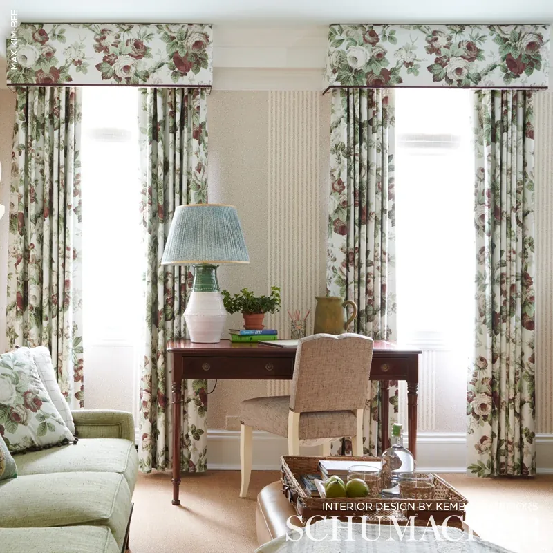 NANCY FLORAL fabric GRISAILLE color by Schumacher