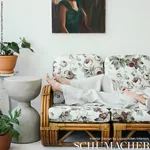 NANCY FLORAL fabric GRISAILLE color by Schumacher