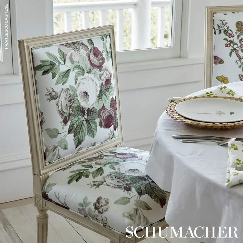NANCY FLORAL fabric GRISAILLE color by Schumacher