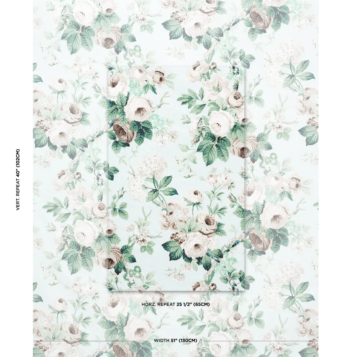 NANCY FLORAL fabric SEAFOAM color by Schumacher