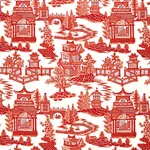 NANJING Fabric – CORAL | Schumacher | Wallpaper Twins NANJING fabric CORAL color by Schumacher