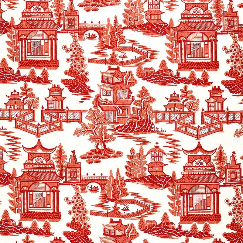 NANJING fabric CORAL color by Schumacher