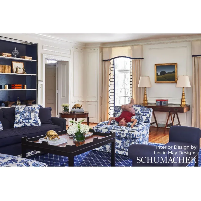NANJING Fabric – PORCELAIN | Schumacher | Wallpaper Twins NANJING fabric PORCELAIN color by Schumacher