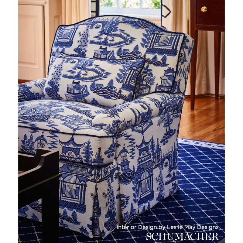 NANJING Fabric – PORCELAIN | Schumacher | Wallpaper Twins NANJING fabric PORCELAIN color by Schumacher