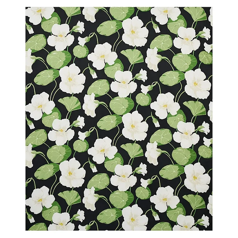 NASTURTIUM Fabric – NOIR | Schumacher | Wallpaper Twins NASTURTIUM fabric NOIR color by Schumacher