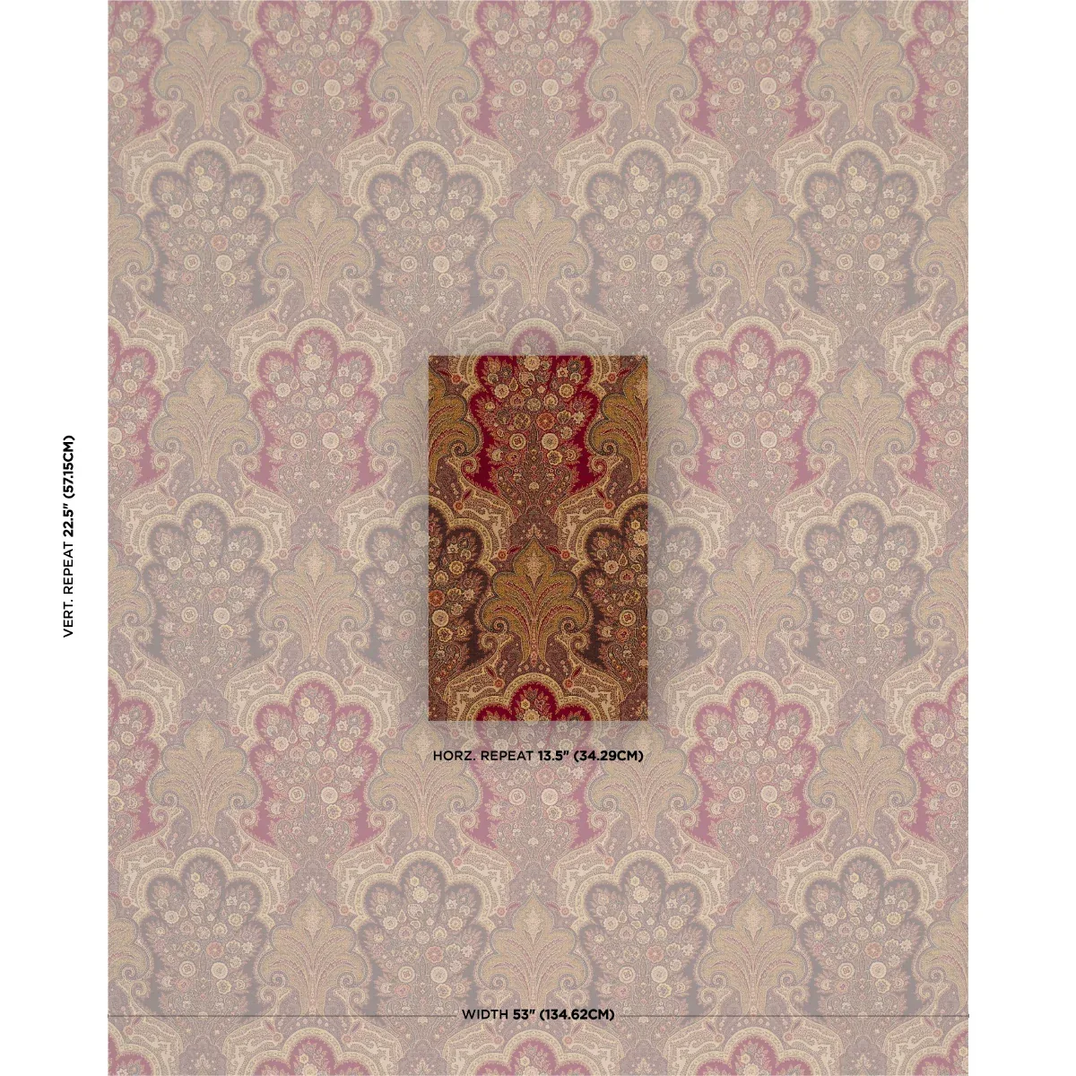 NEW CASTLE PAISLEY Fabric – CRANBERRY | Schumacher | Wallpap NEW CASTLE PAISLEY fabric CRANBERRY color by Schumacher