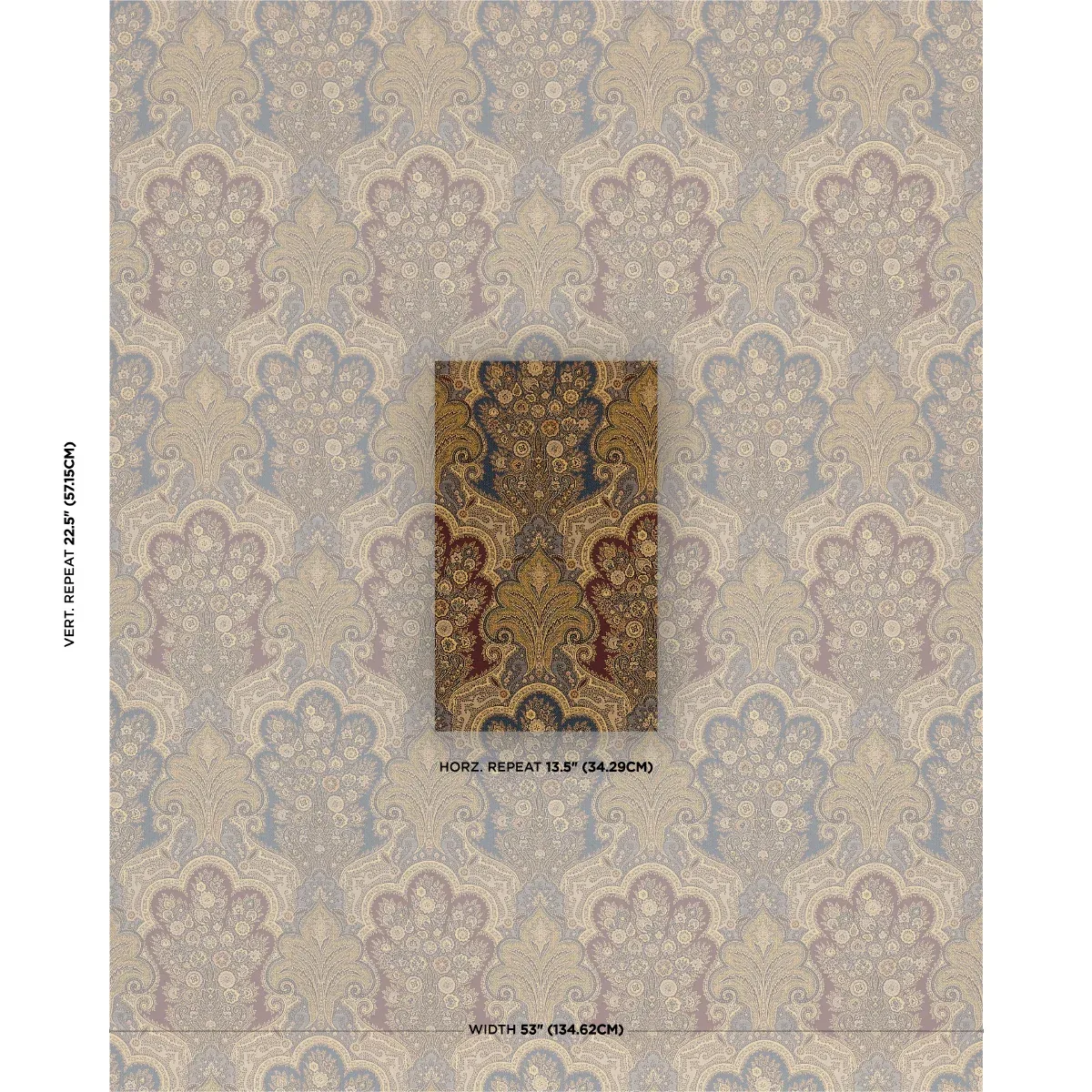 NEW CASTLE PAISLEY Fabric – INDIGO | Schumacher | Wallpaper NEW CASTLE PAISLEY fabric INDIGO color by Schumacher