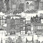 NEW YORK NEW YORK fabric BLACK AND WHITE color by Schumacher