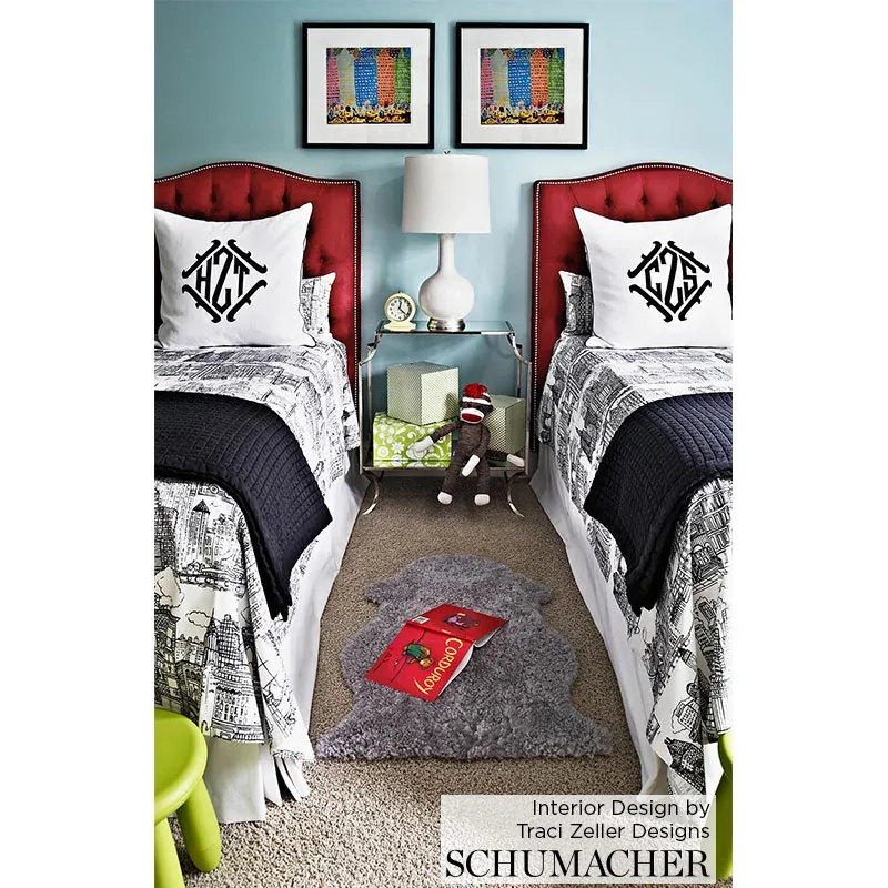 NEW YORK NEW YORK fabric BLACK AND WHITE color by Schumacher