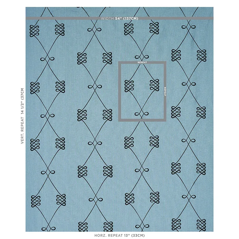 NICOLETTE EMBROIDERY Fabric – DUSTY BLUE | Schumacher | Wall NICOLETTE EMBROIDERY fabric DUSTY BLUE color by Schumacher