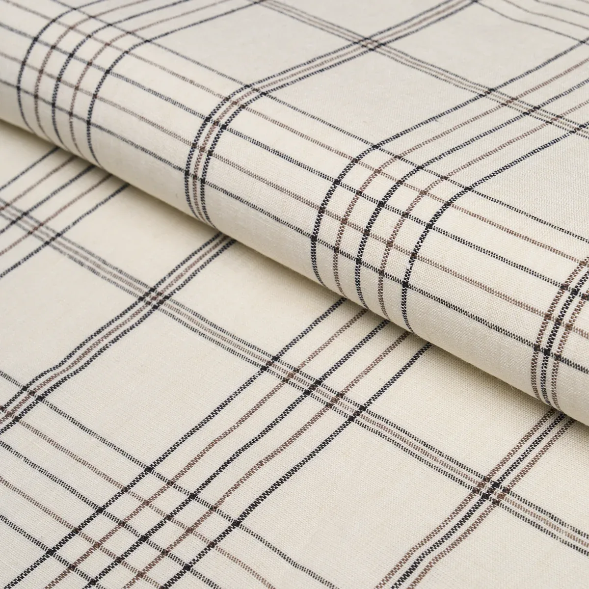 NILS PLAID LINEN fabric CHARCOAL color by Schumacher