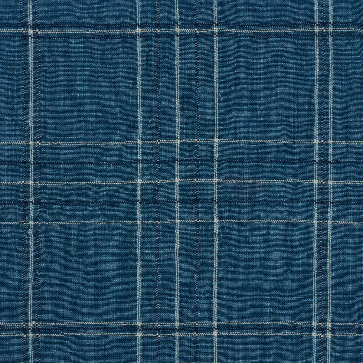NILS PLAID LINEN fabric DENIM color by Schumacher