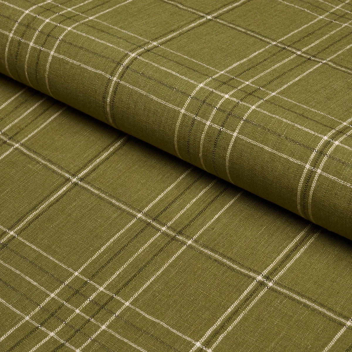 NILS PLAID LINEN fabric GRASS color by Schumacher