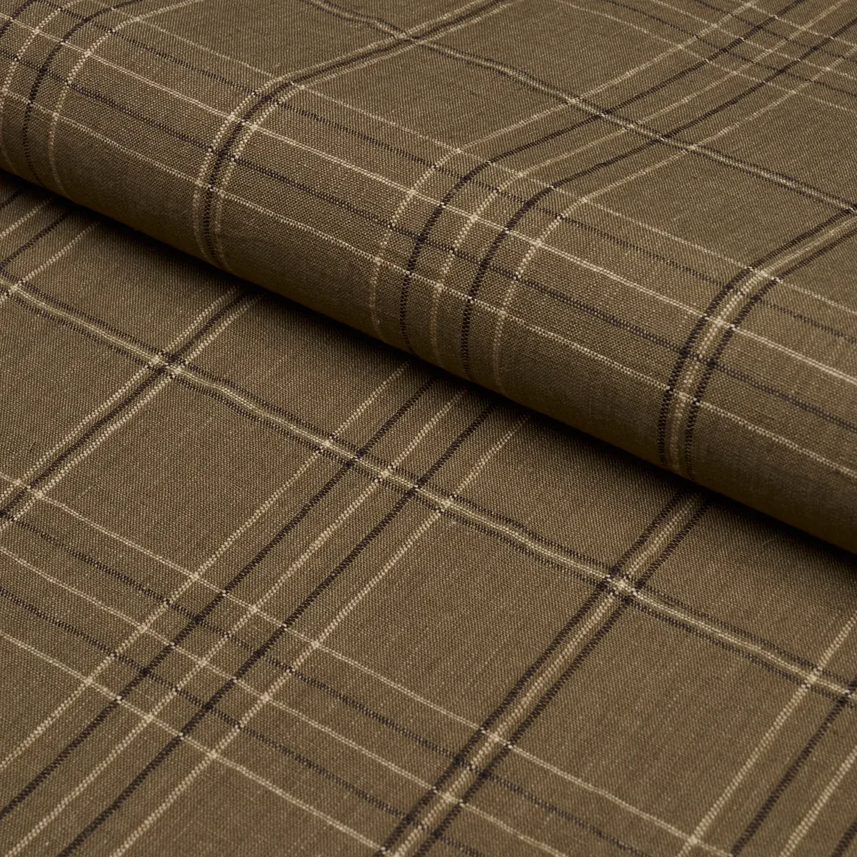 NILS PLAID LINEN fabric LICHEN color by Schumacher