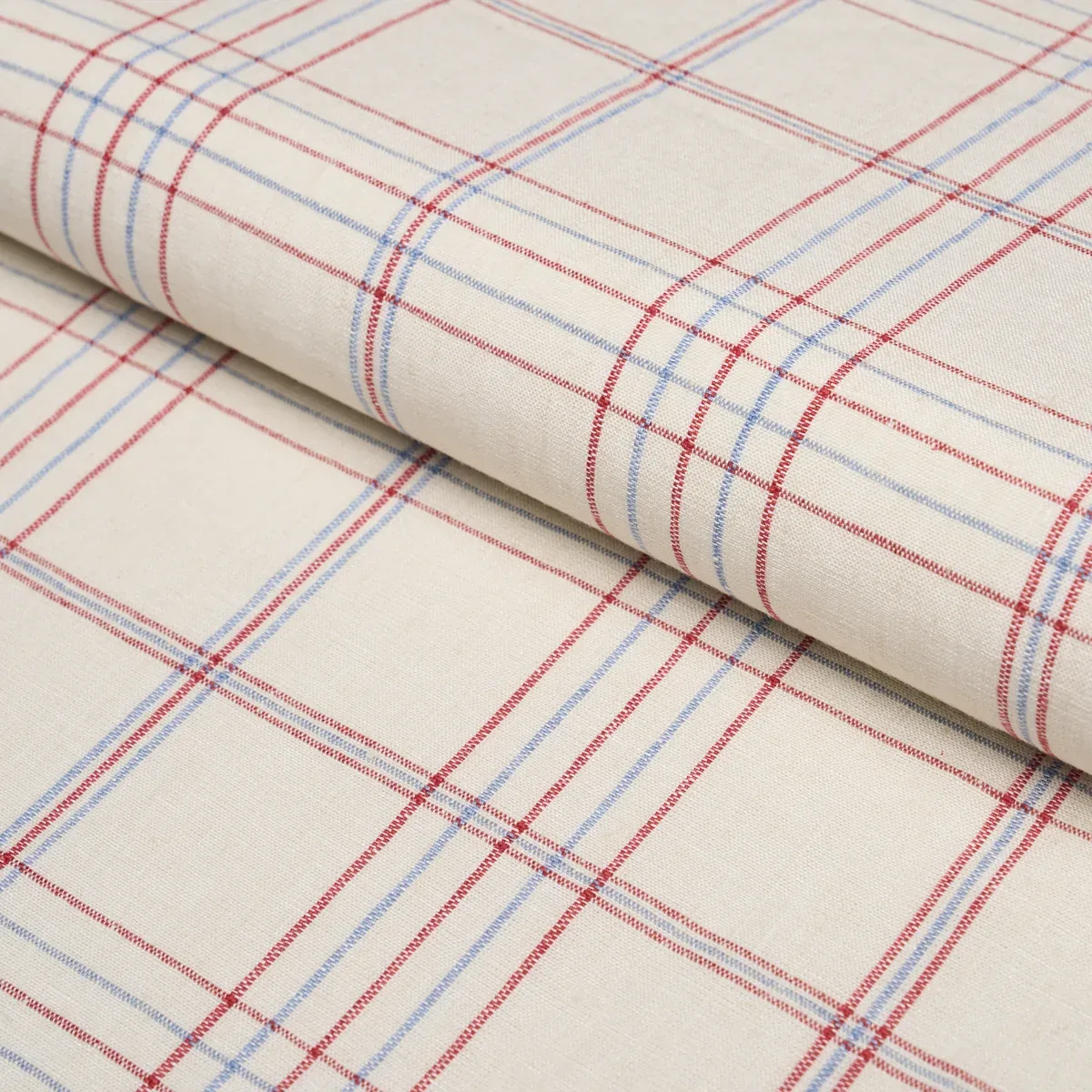NILS PLAID LINEN fabric RED color by Schumacher