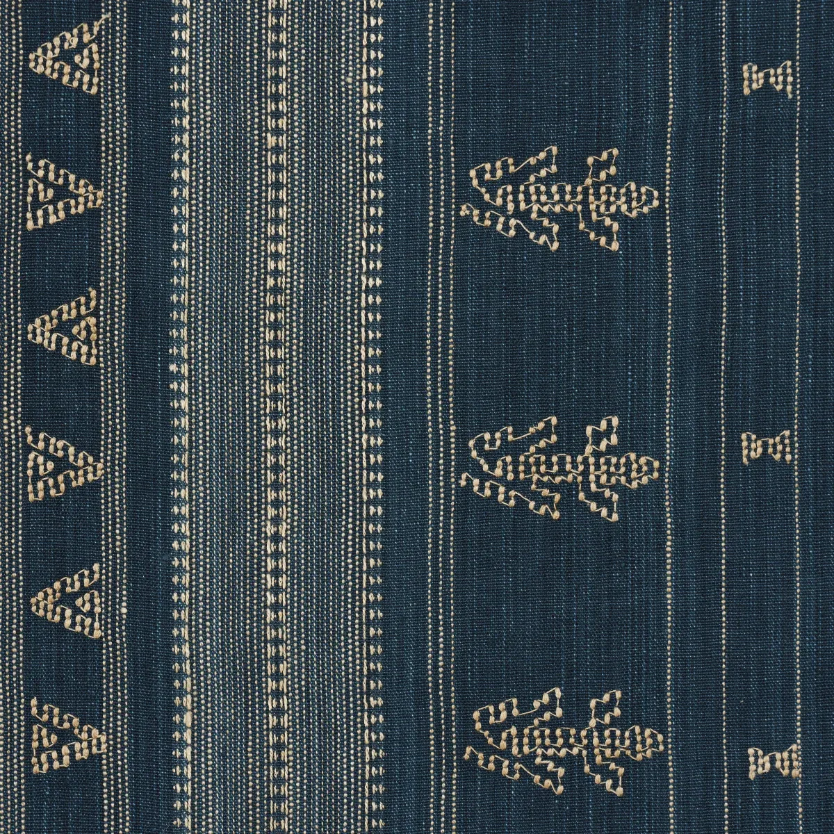 NIMA EMBROIDERED COTTON LINEN Fabric – INDIGO | Schumacher | NIMA EMBROIDERED COTTON LINEN fabric INDIGO color by Schumacher