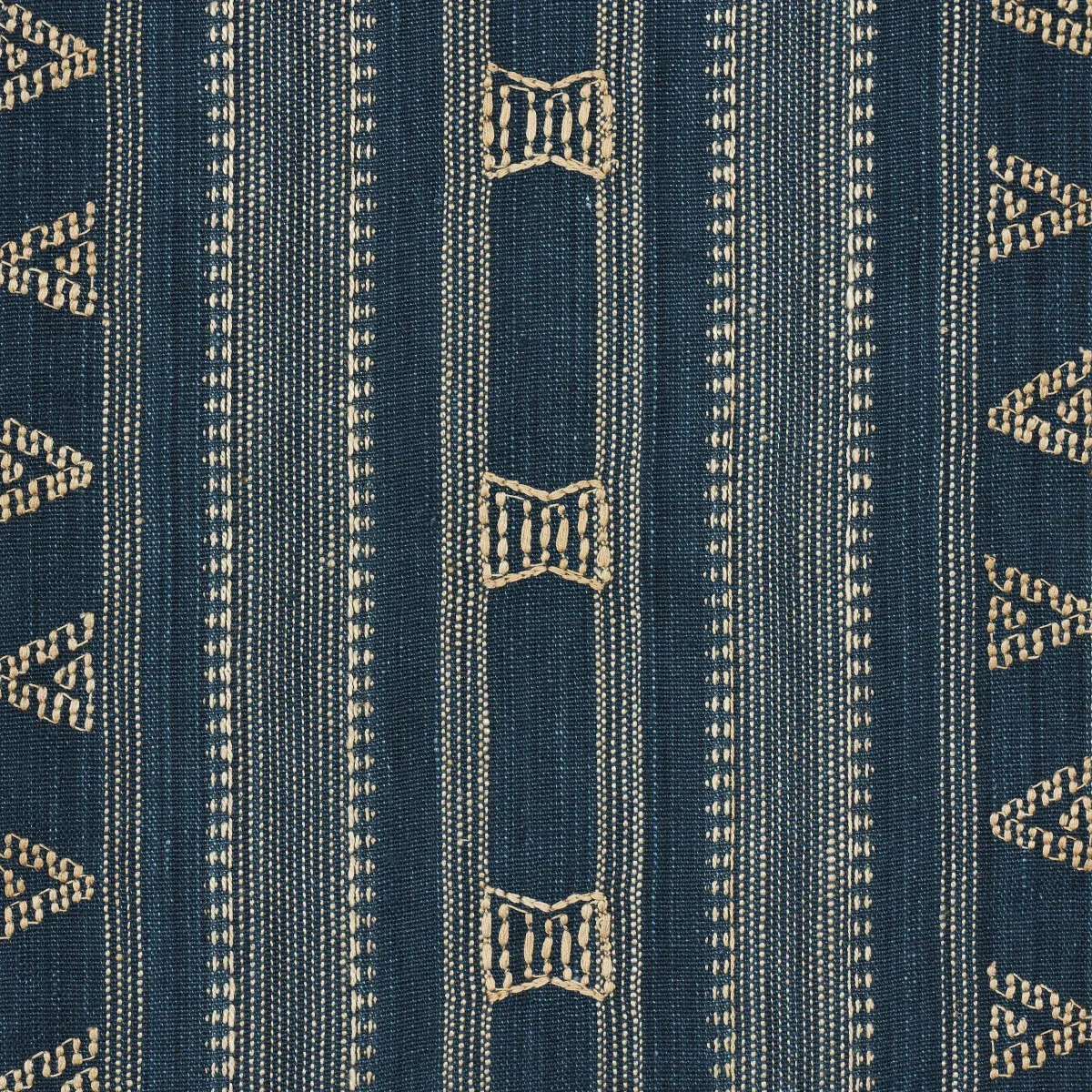 NIMA EMBROIDERED COTTON LINEN Fabric – INDIGO | Schumacher | NIMA EMBROIDERED COTTON LINEN fabric INDIGO color by Schumacher