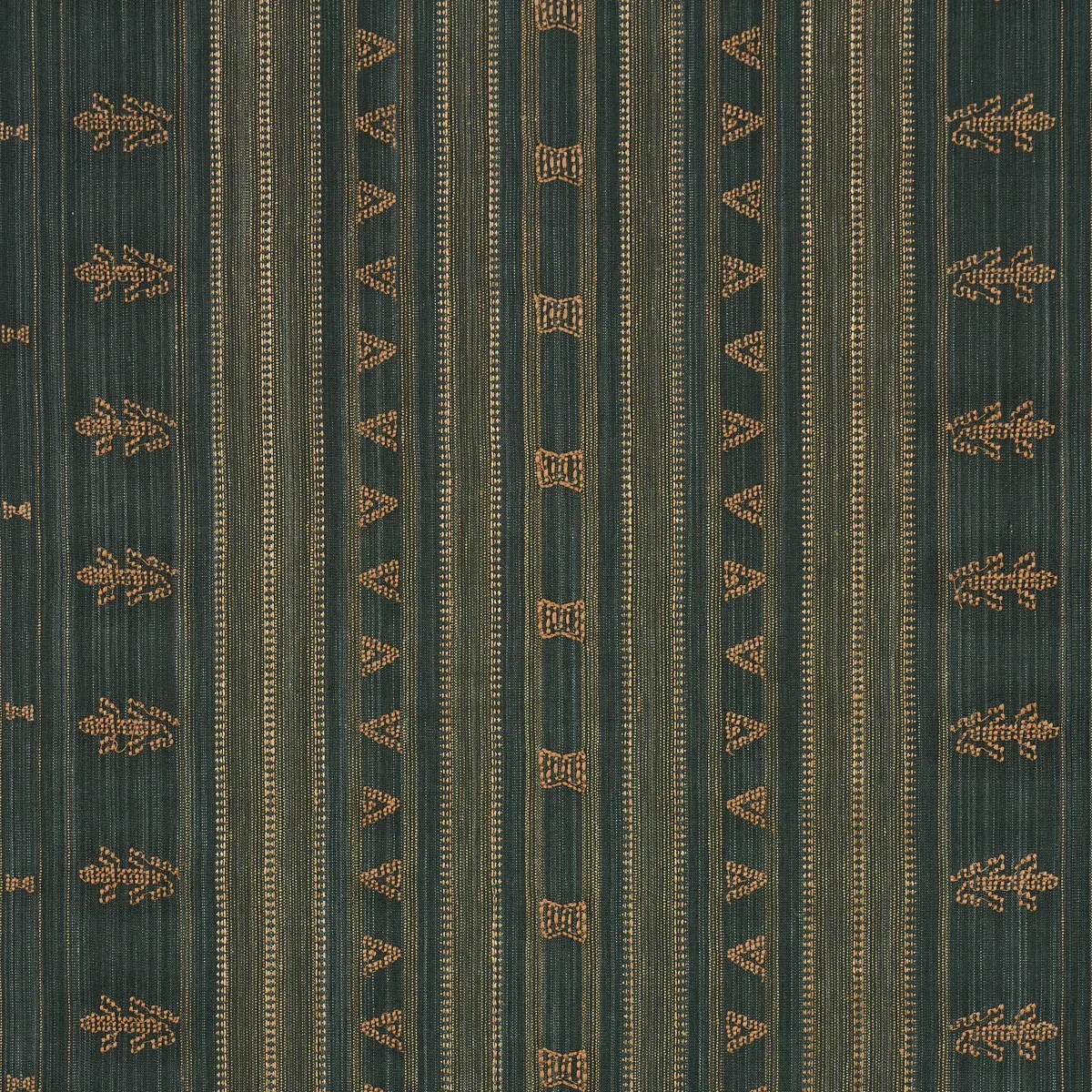 NIMA EMBROIDERED COTTON LINEN fabric JUNGLE GREEN color by Schumacher
