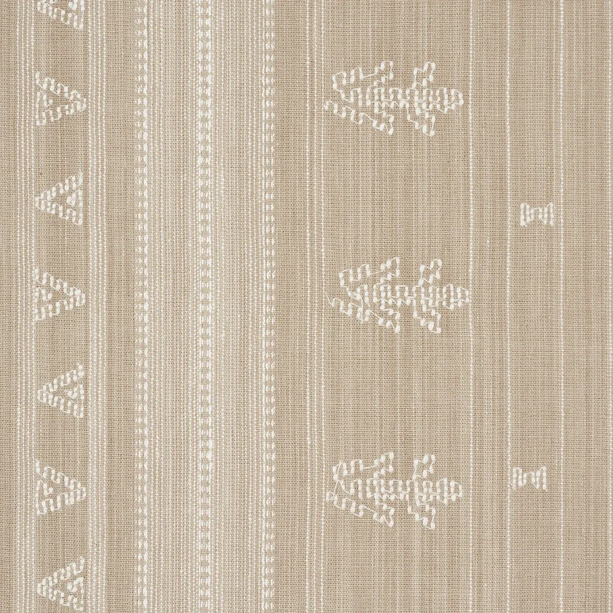 NIMA EMBROIDERED COTTON LINEN fabric TAN color by Schumacher