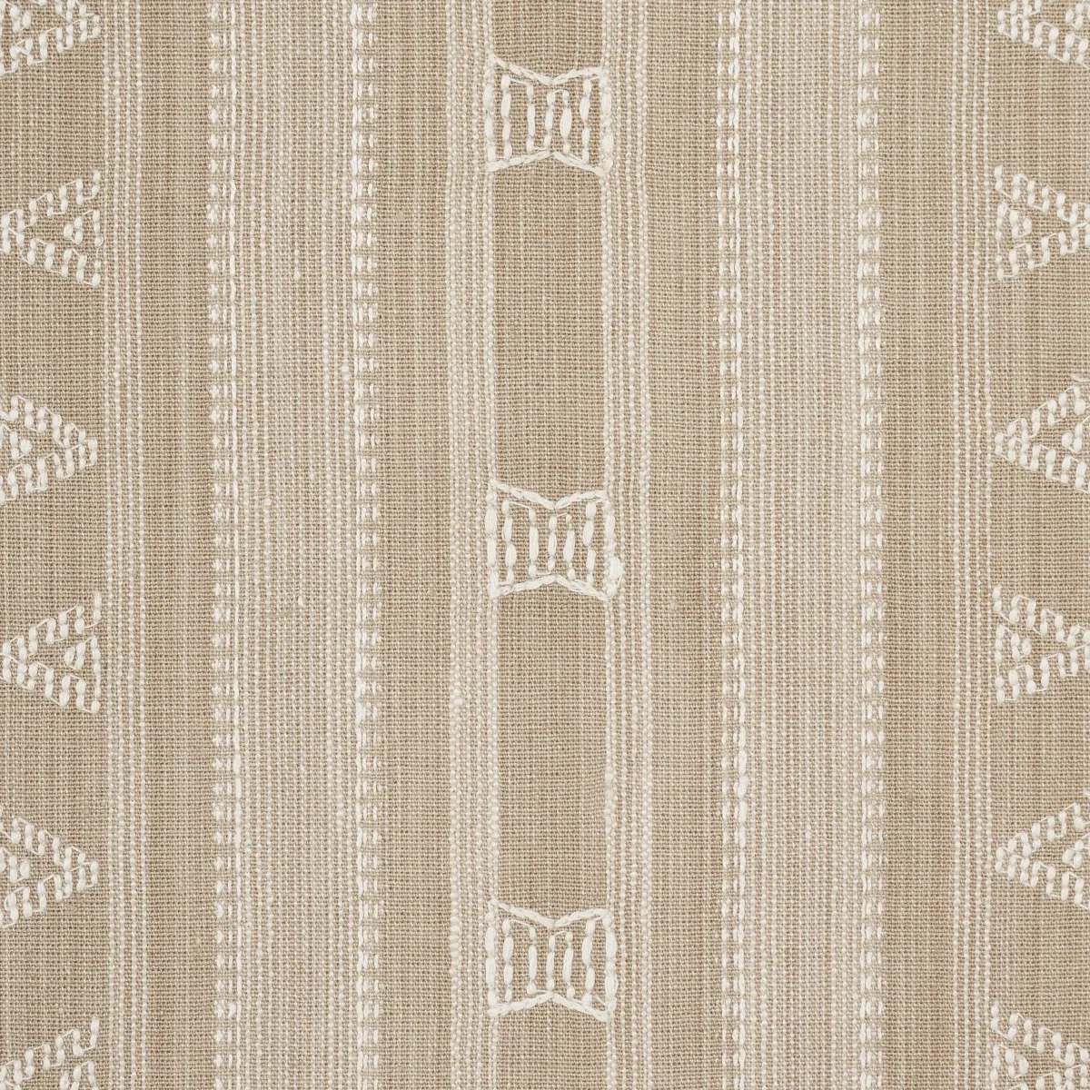 NIMA EMBROIDERED COTTON LINEN fabric TAN color by Schumacher
