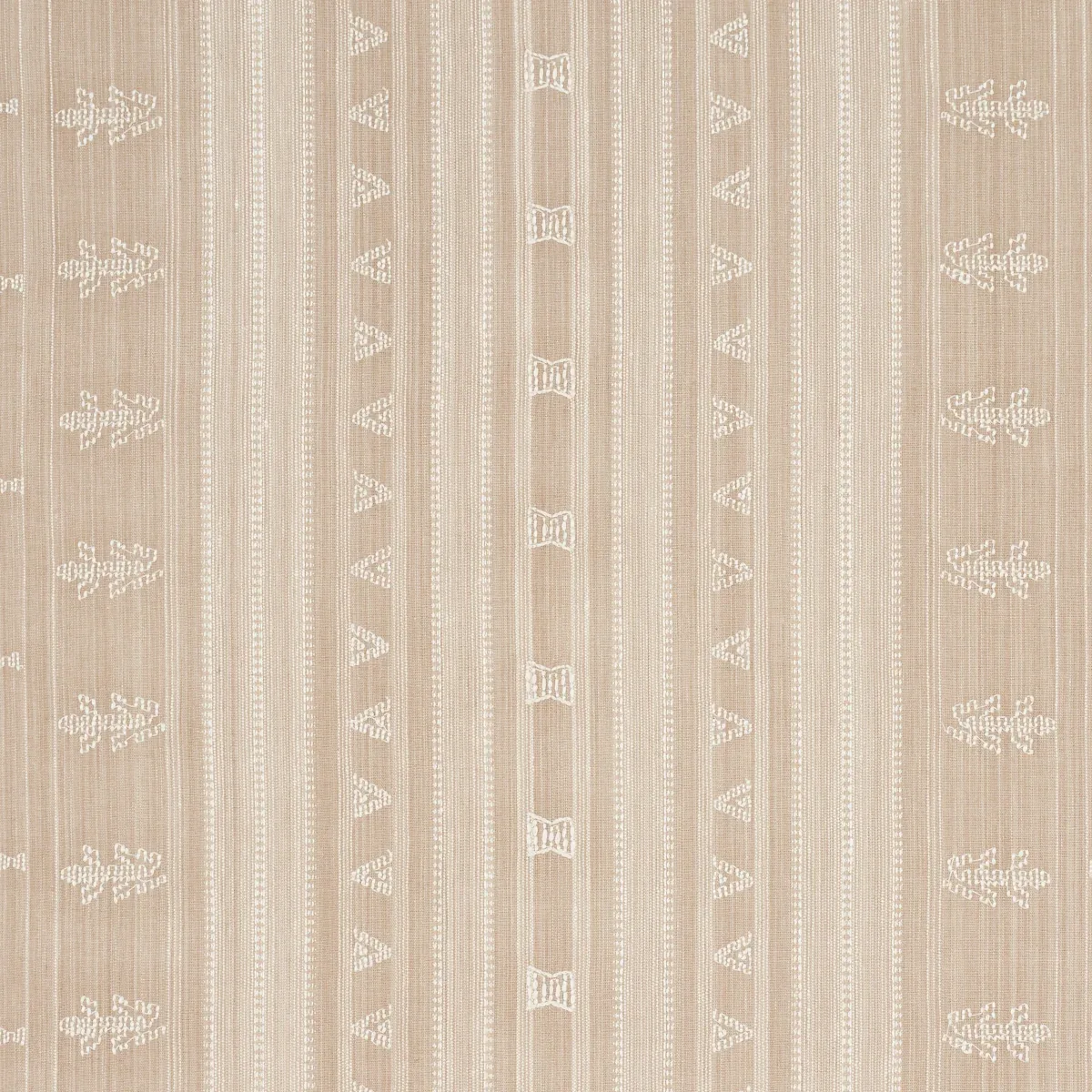 NIMA EMBROIDERED COTTON LINEN fabric TAN color by Schumacher