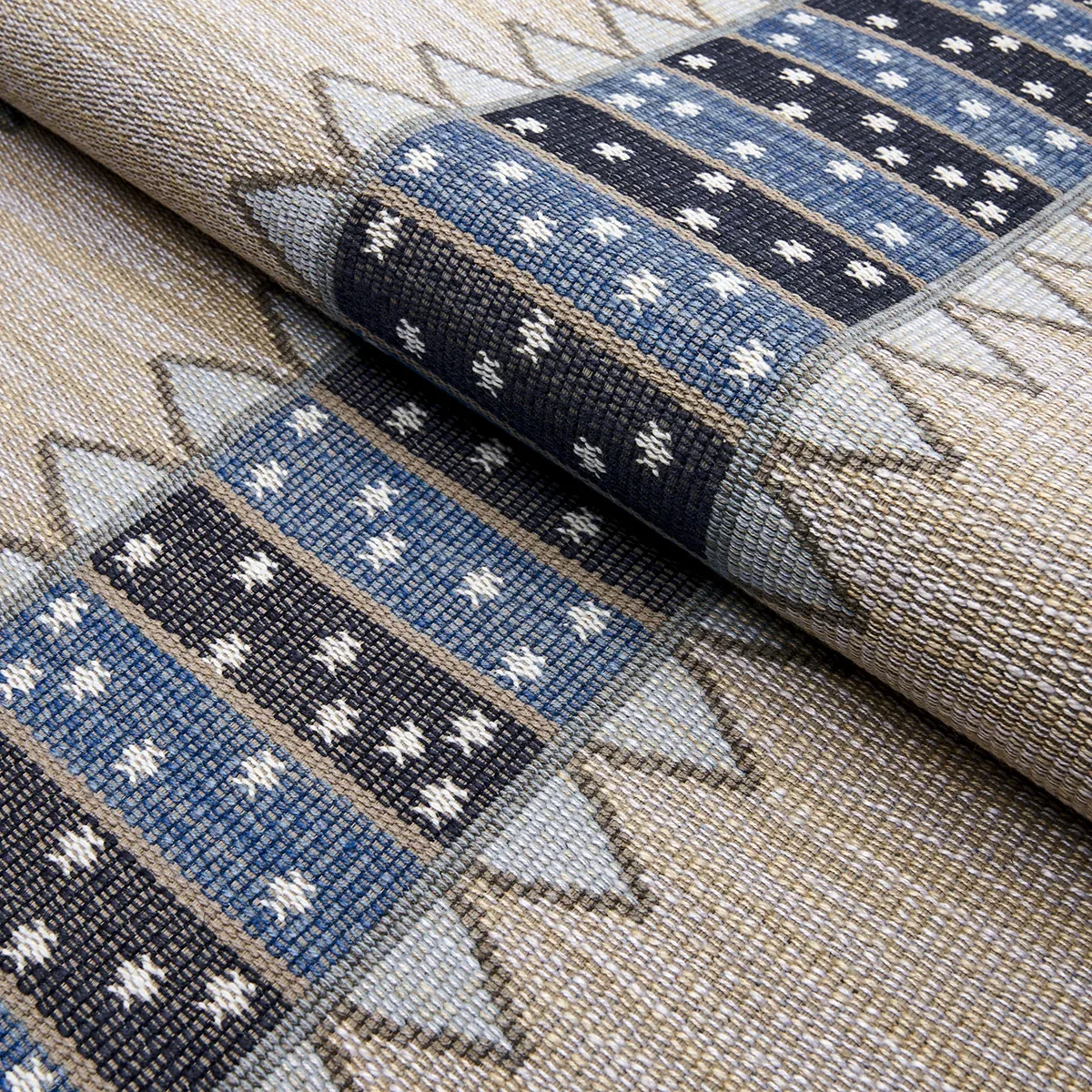 NOOR KILIM STRIPE Fabric – INDIGO | Schumacher | Wallpaper T NOOR KILIM STRIPE fabric INDIGO color by Schumacher