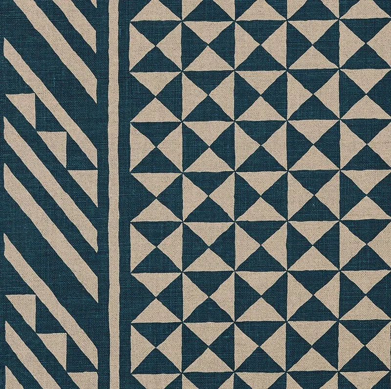 NUBA fabric INDIGO ON NATURAL color by Schumacher