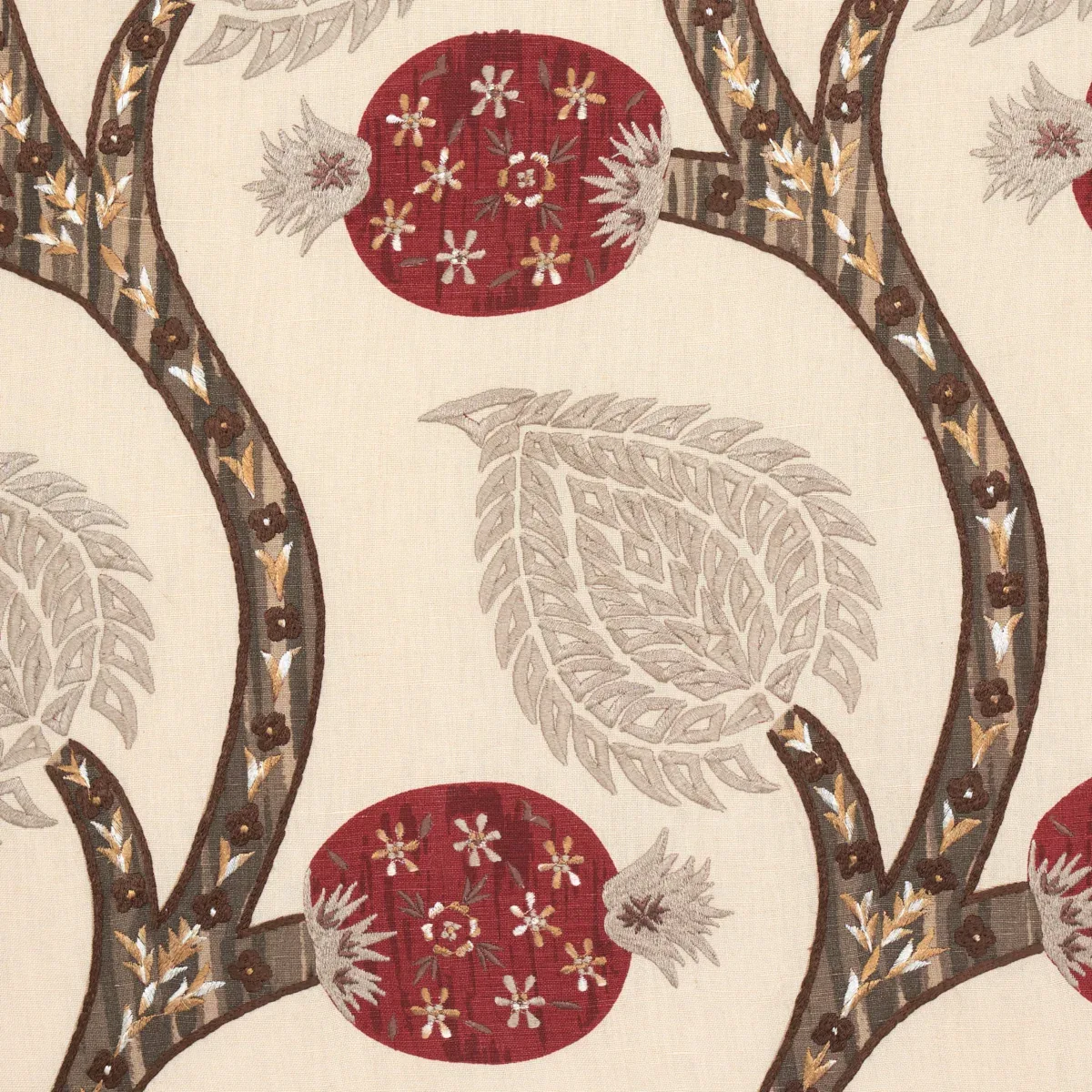Nurata Embroidery fabric STONE color by Schumacher