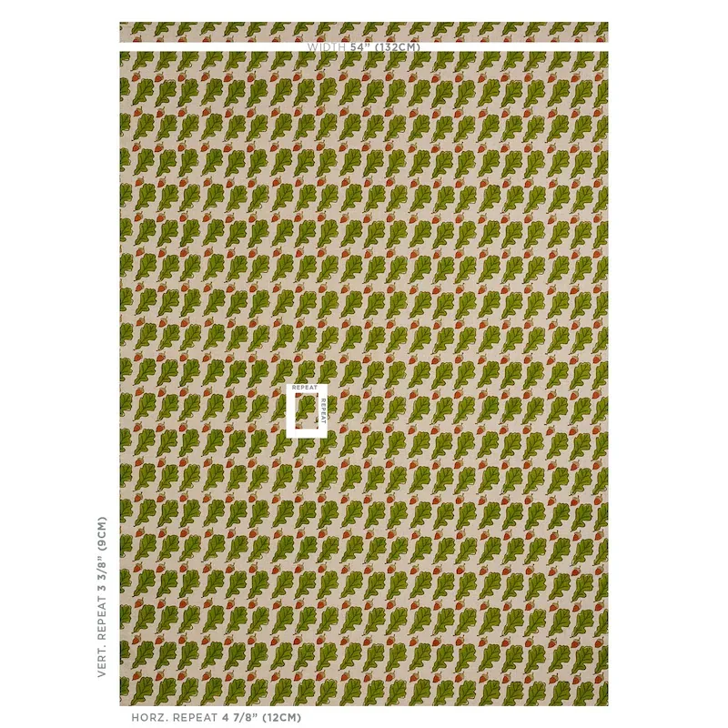 Oak Hand Block Print Fabric – GREEN | Schumacher | Wallpaper Oak Hand Block Print fabric GREEN color by Schumacher