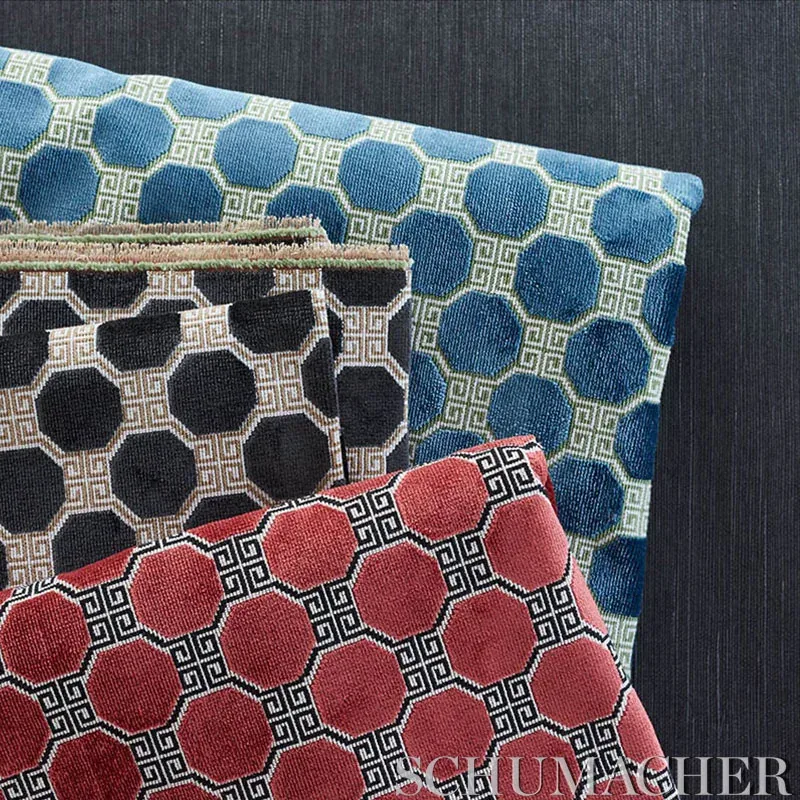 OCTAVIA VELVET Fabric – PEACOCK | Schumacher | Wallpaper Twi OCTAVIA VELVET fabric PEACOCK color by Schumacher