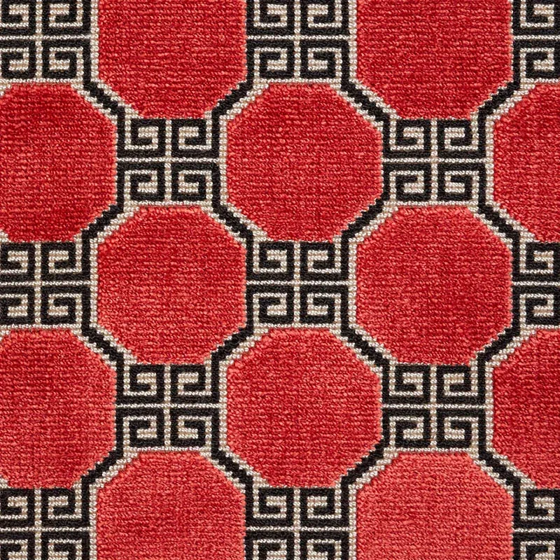 OCTAVIA VELVET Fabric – RUBY | Schumacher | Wallpaper Twins OCTAVIA VELVET fabric RUBY color by Schumacher