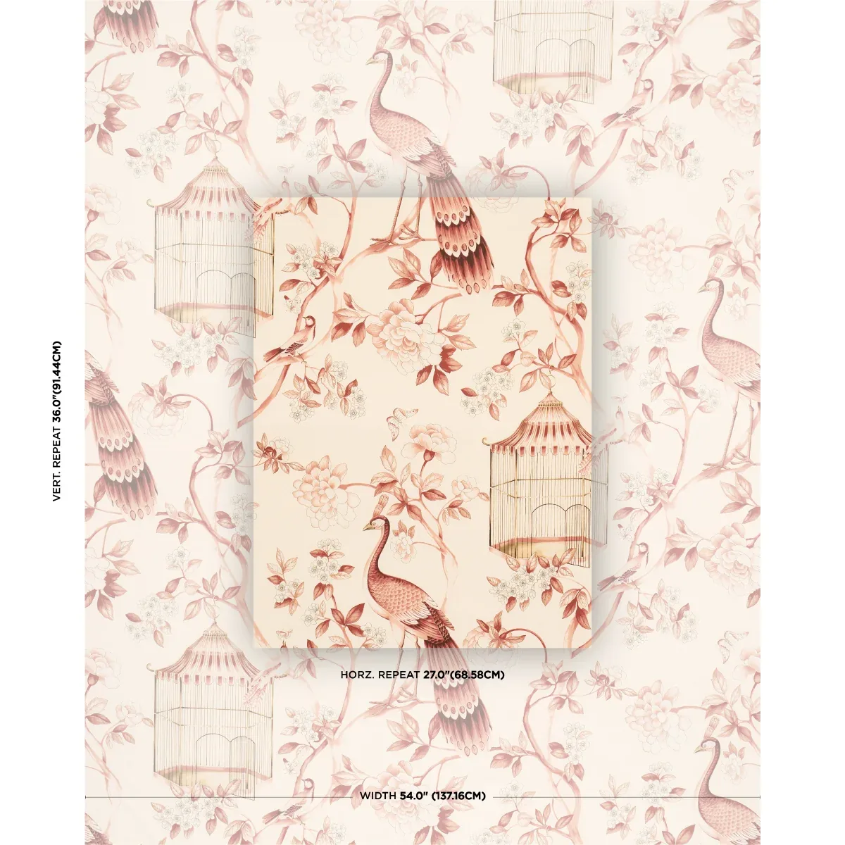OISEAUX ET FLEURS fabric CINNABAR color by Schumacher