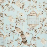 OISEAUX ET FLEURS Fabric – MINERAL | Schumacher | Wallpaper OISEAUX ET FLEURS fabric MINERAL color by Schumacher