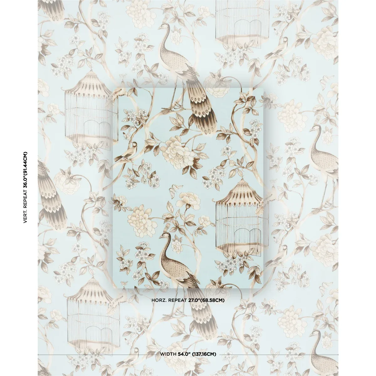 OISEAUX ET FLEURS Fabric – MINERAL | Schumacher | Wallpaper OISEAUX ET FLEURS fabric MINERAL color by Schumacher