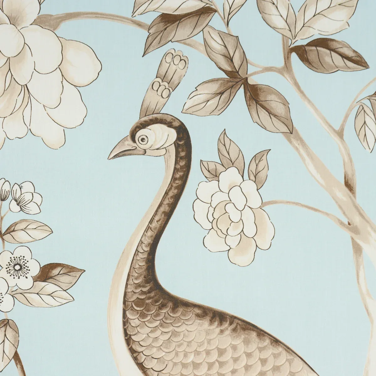 OISEAUX ET FLEURS Fabric – MINERAL | Schumacher | Wallpaper OISEAUX ET FLEURS fabric MINERAL color by Schumacher