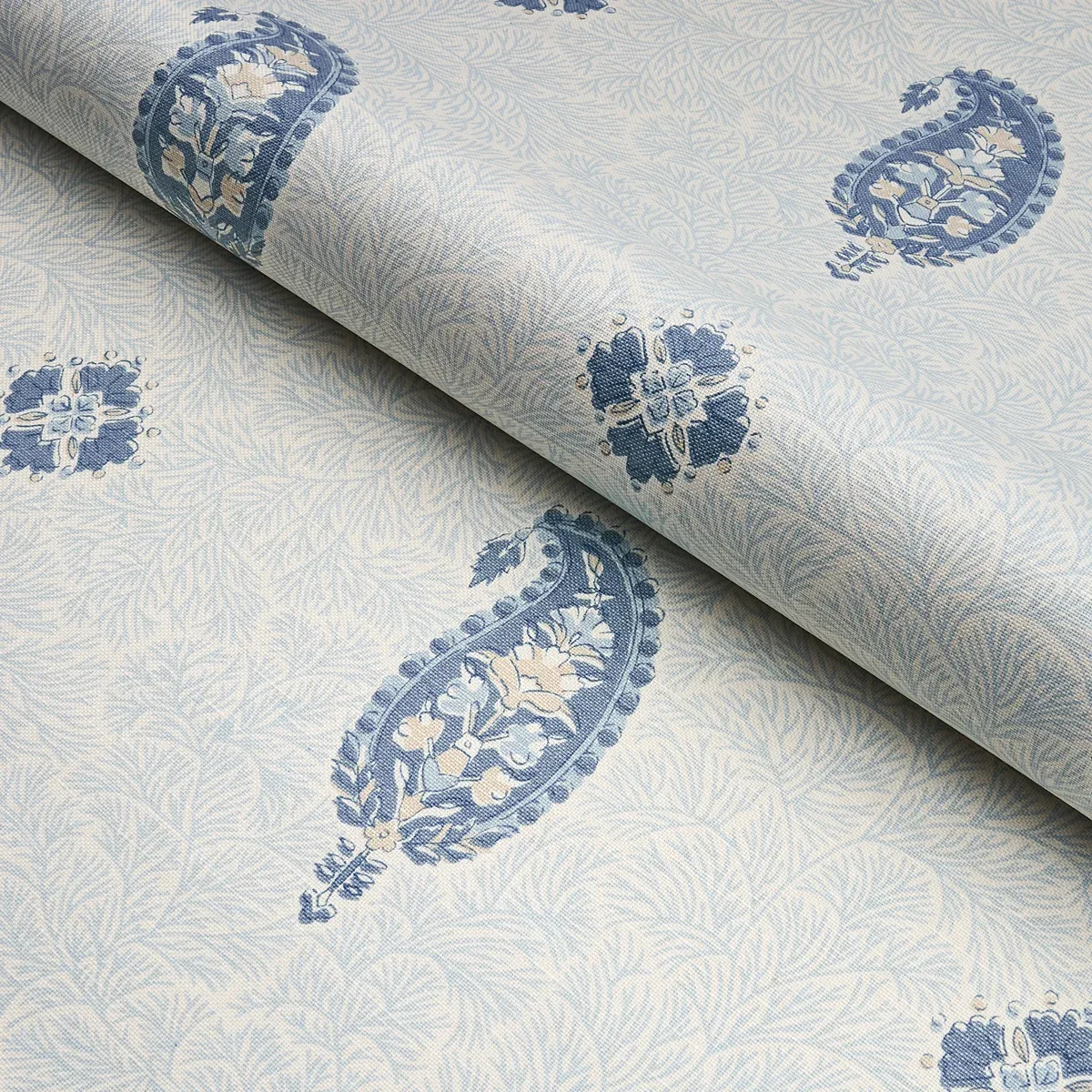 OJAI PAISLEY Fabric – CHINA BLUE | Schumacher | Wallpaper Tw OJAI PAISLEY fabric CHINA BLUE color by Schumacher