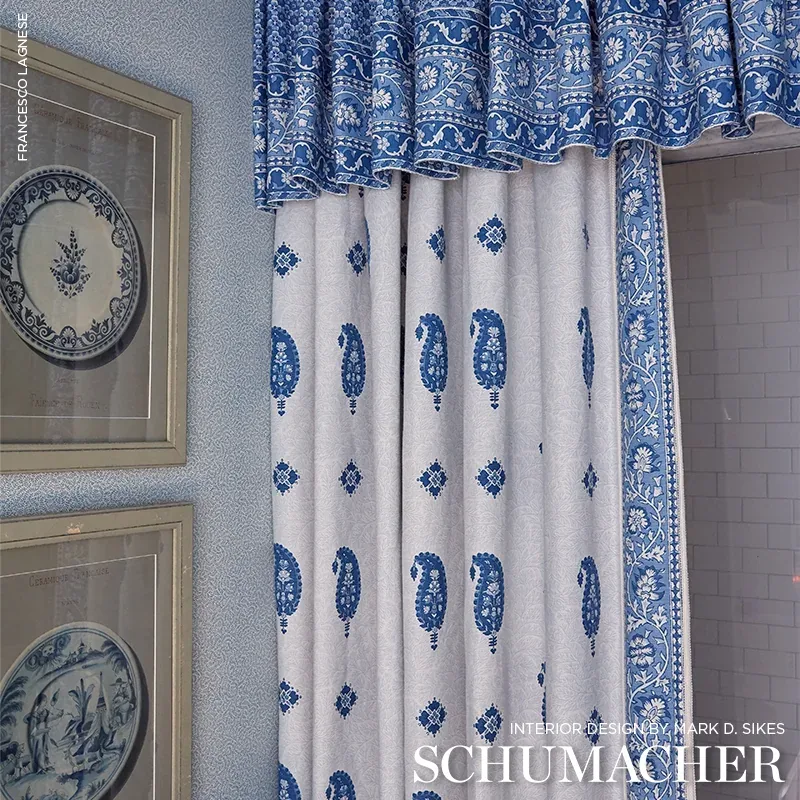 OJAI PAISLEY fabric INDIGO color by Schumacher
