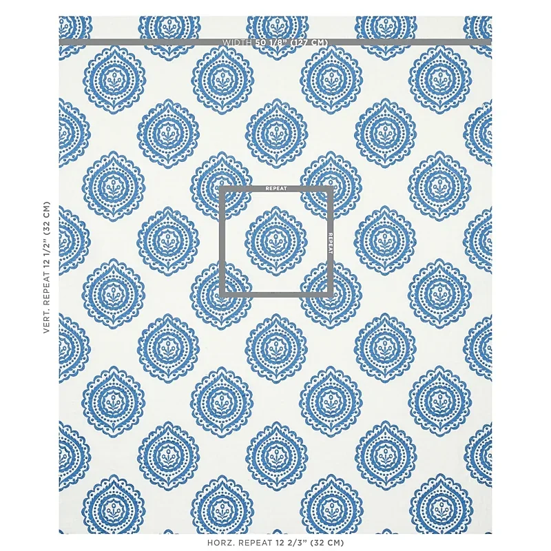 OLANA LINEN EMBROIDERY Fabric – BLUE | Schumacher | Wallpape OLANA LINEN EMBROIDERY fabric BLUE color by Schumacher