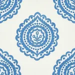 OLANA LINEN EMBROIDERY Fabric – BLUE | Schumacher | Wallpape OLANA LINEN EMBROIDERY fabric BLUE color by Schumacher