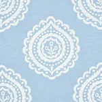 OLANA LINEN EMBROIDERY Fabric – SKY | Schumacher | Wallpaper OLANA LINEN EMBROIDERY fabric SKY color by Schumacher