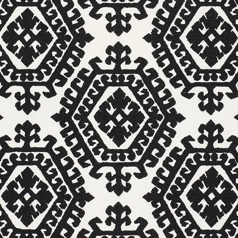 OMAR EMBROIDERY fabric BLACK color by Schumacher